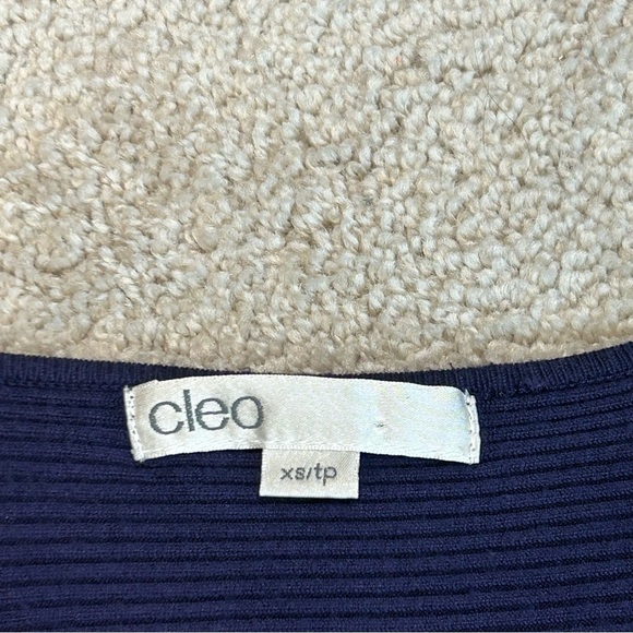 CLEO dark purple short sleeve V-neck knit sweater sz XS - Picture 5 of 9